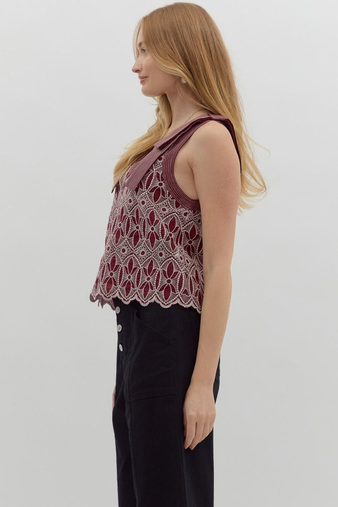Floral Motif Embroidered Tank