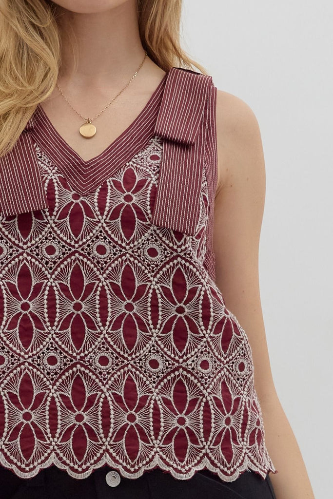 Floral Motif Embroidered Tank