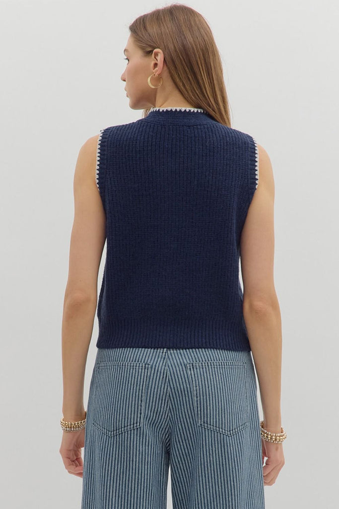 Navy Bow Tied Sweater Vest