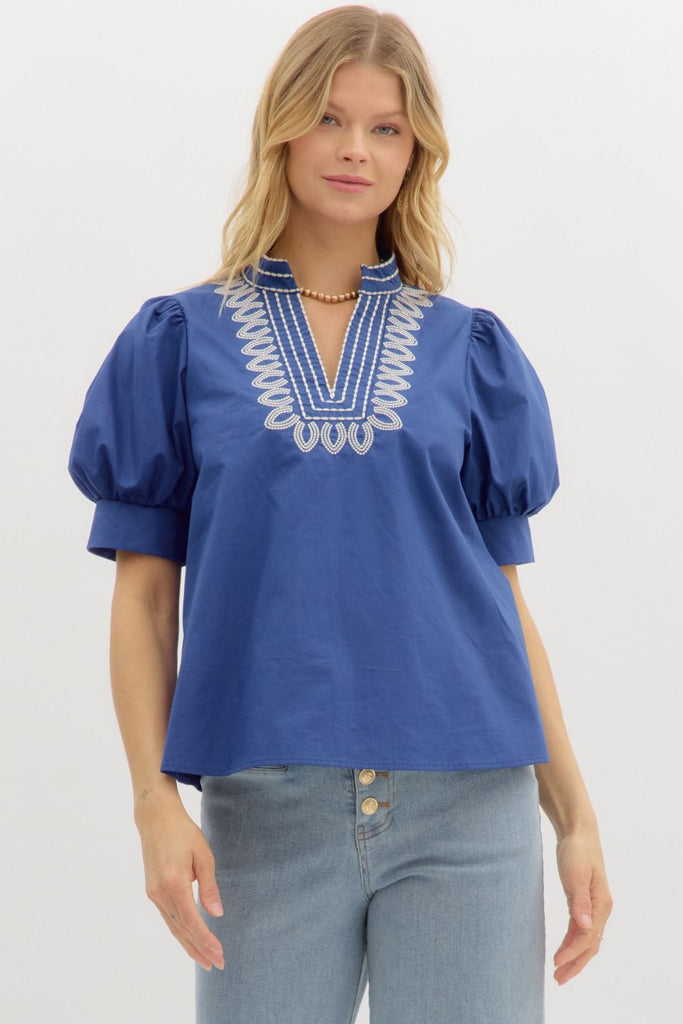 Embroidered Shield Top