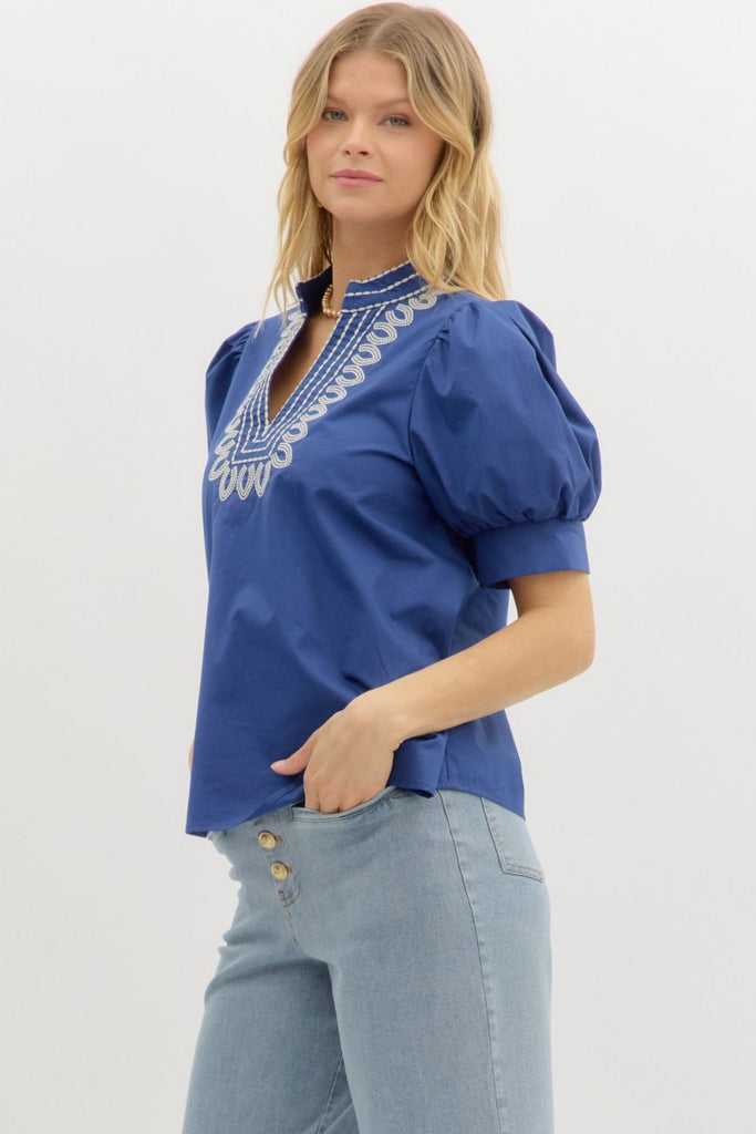 Embroidered Shield Top