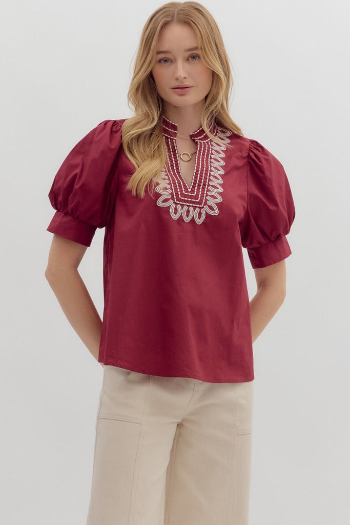 Embroidered Shield Top