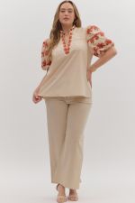 Rust Embroidered Palms Top