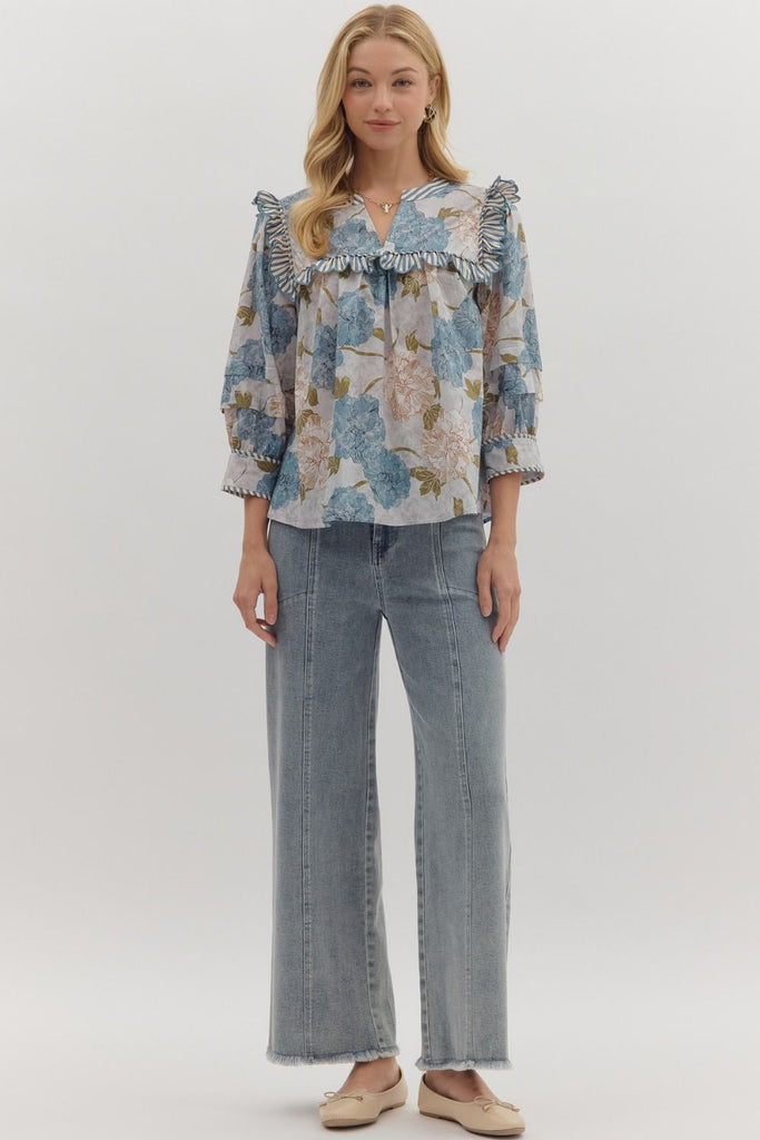Blue Skies Floral Top