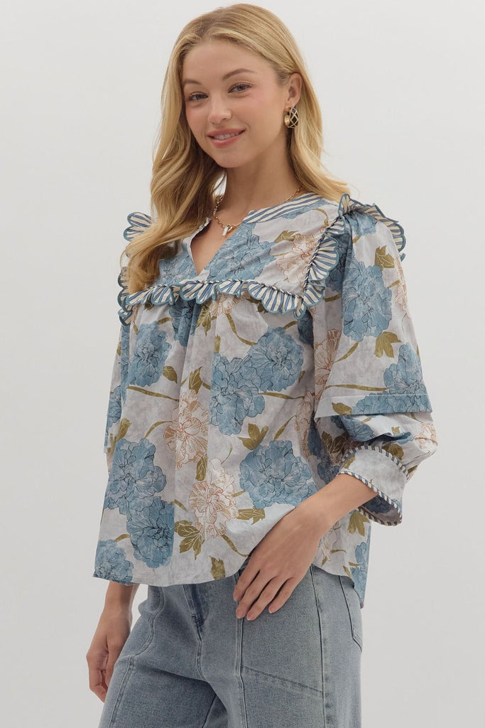 Blue Skies Floral Top
