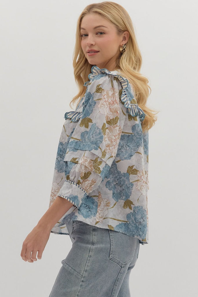 Blue Skies Floral Top