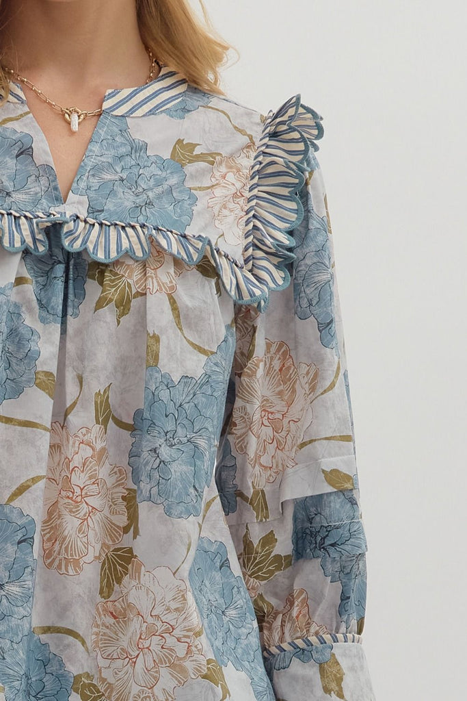 Blue Skies Floral Top