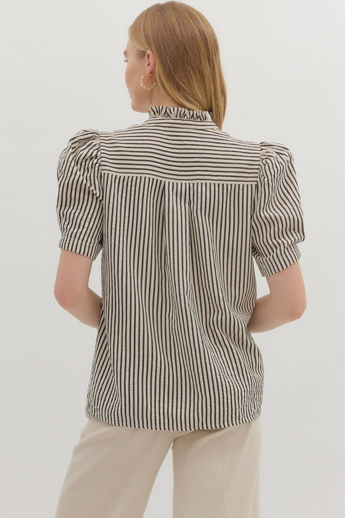 Striped Embroidered Feather Top