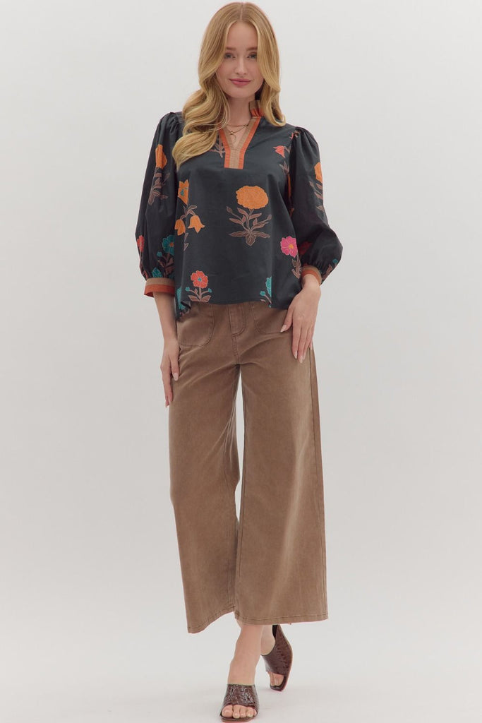 Black Bold Floral Top