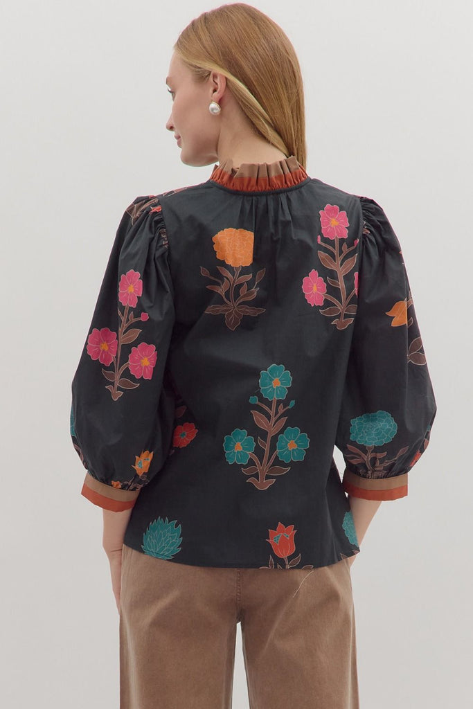 Black Bold Floral Top