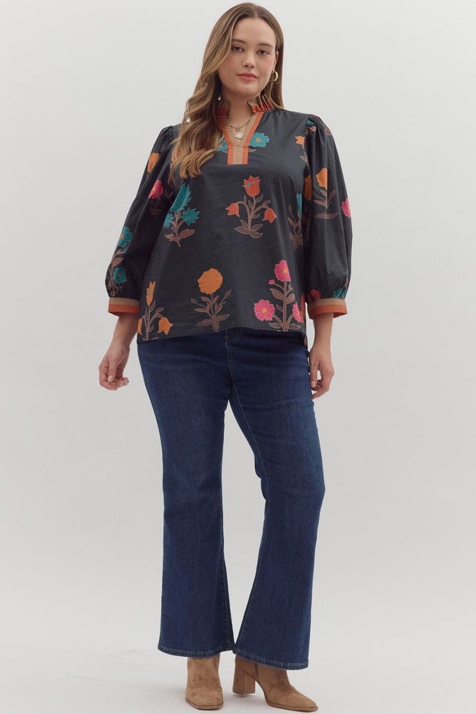Black Bold Floral Top