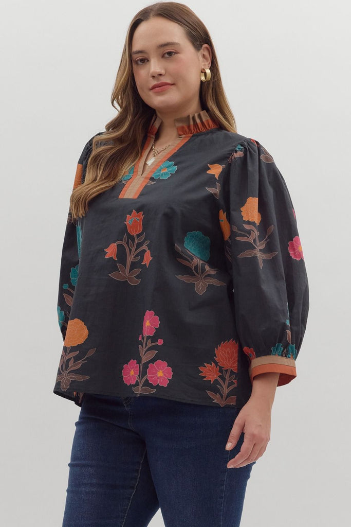 Black Bold Floral Top