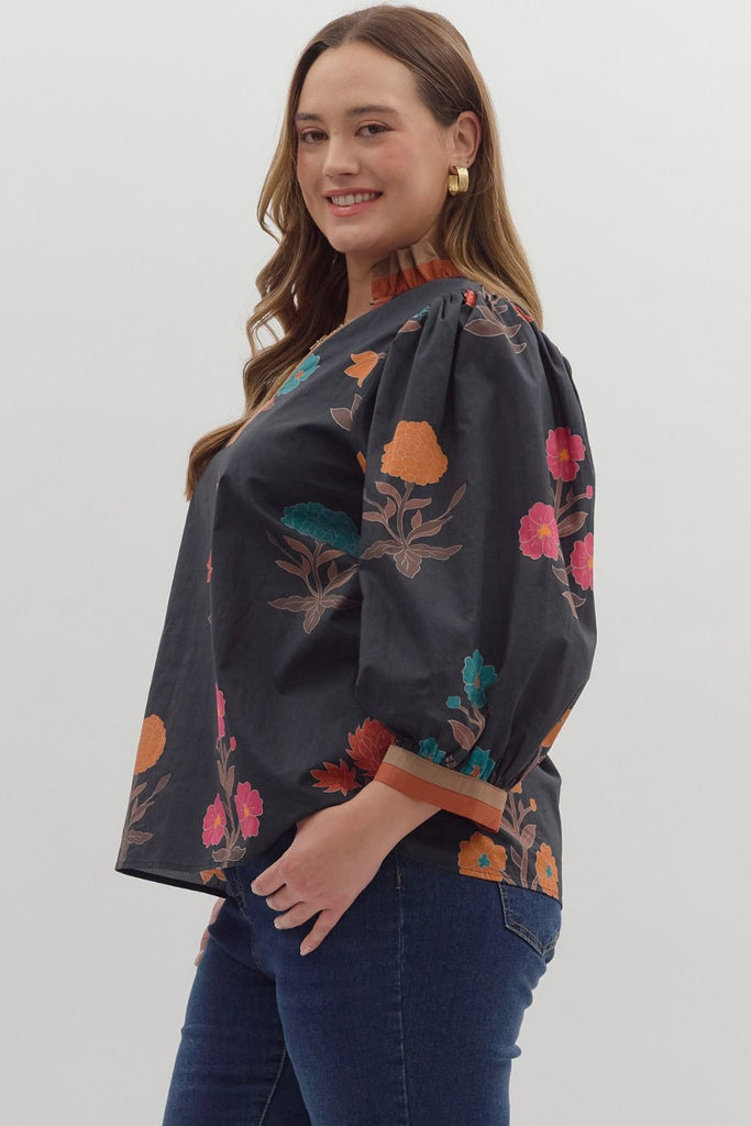 Black Bold Floral Top