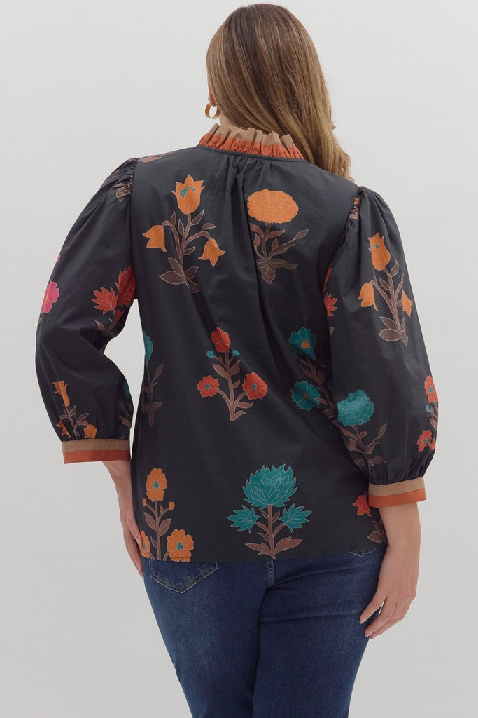 Black Bold Floral Top