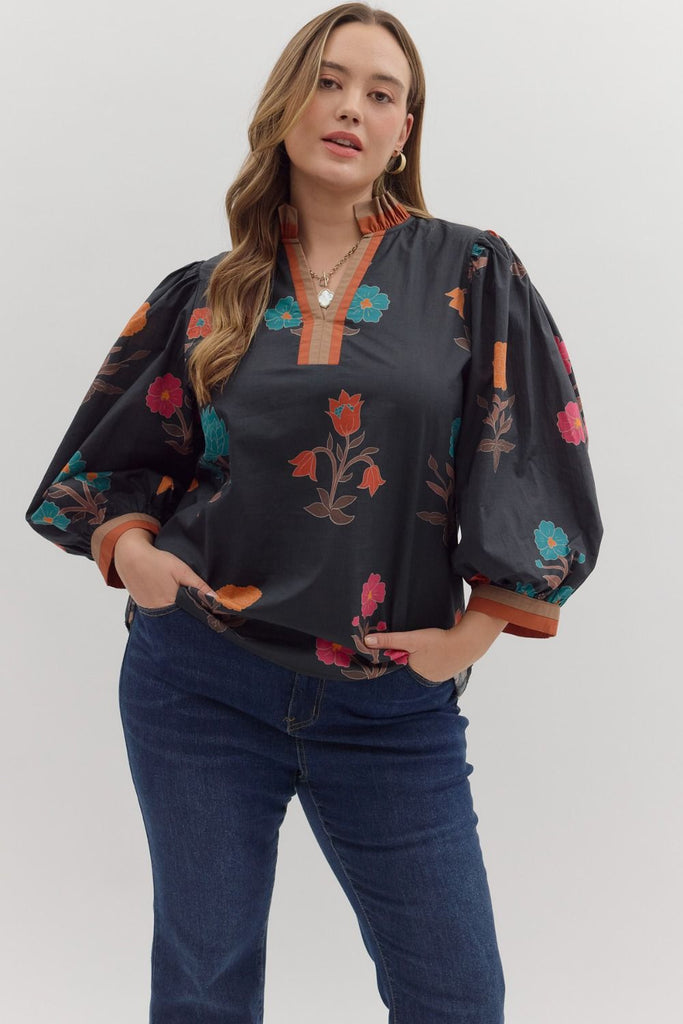 Black Bold Floral Top