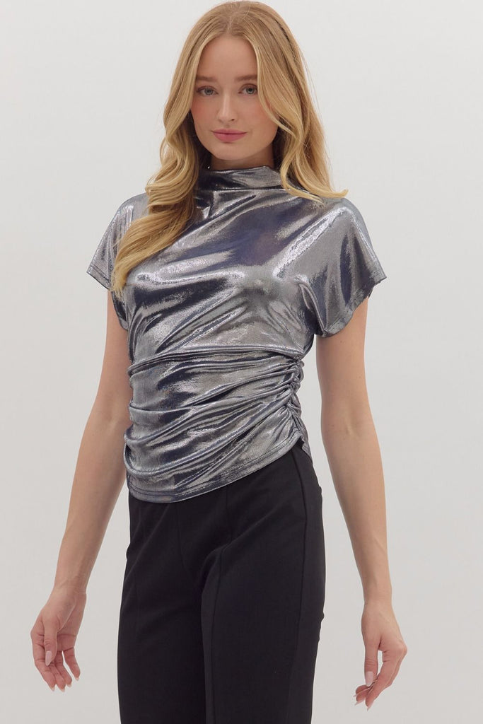 Shimmer Mock Neck Top
