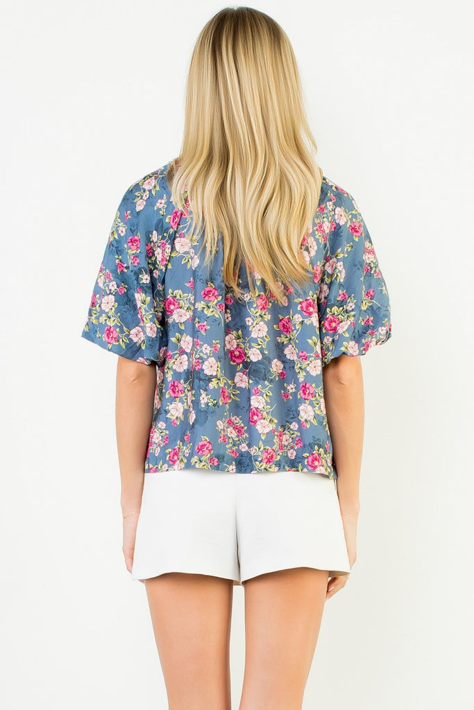 Blue Vintage Floral Top