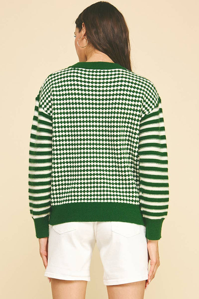 Green Contrast Sweater