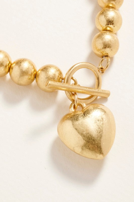 Bold Heart Toggle Stretch Bracelet