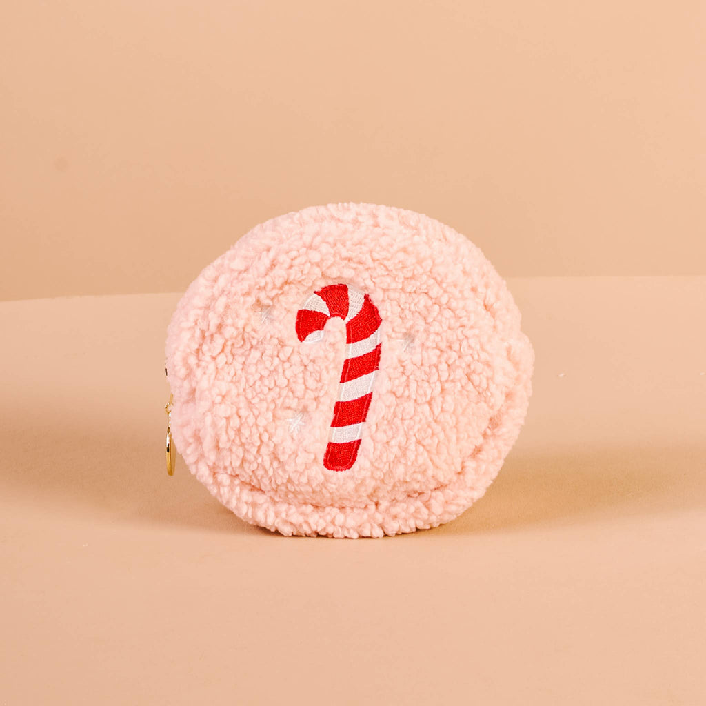 Circle Teddy Pouch, Candy Cane
