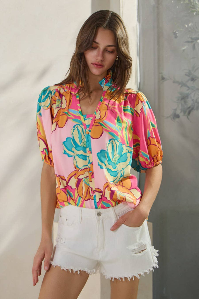 Bold Floral Printed Blouse