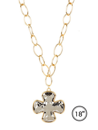Two Tone Dainty Cross Necklace