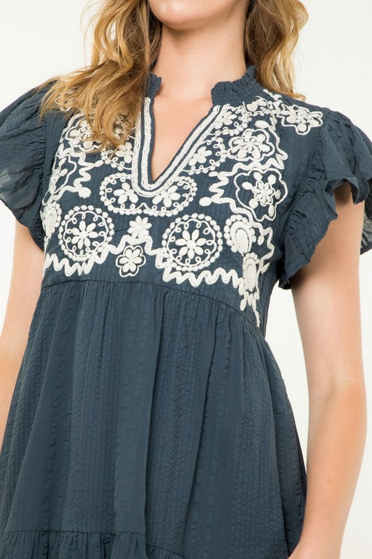 Frankie Embroidered Flutter Dress