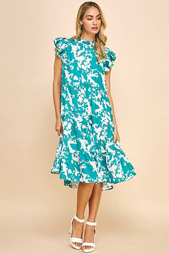 Jade Abstract Print Dress