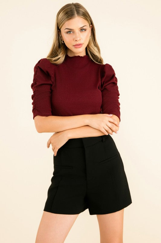 Burgundy Ruched Top