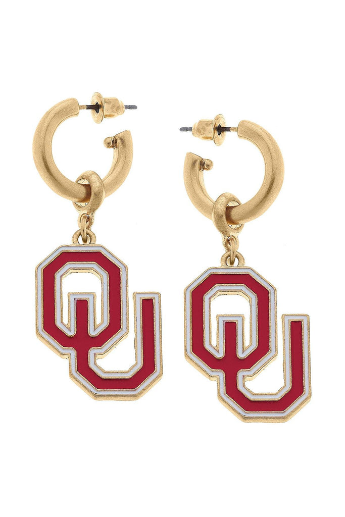 Collegiate Enamel Drop Hoop Earrings