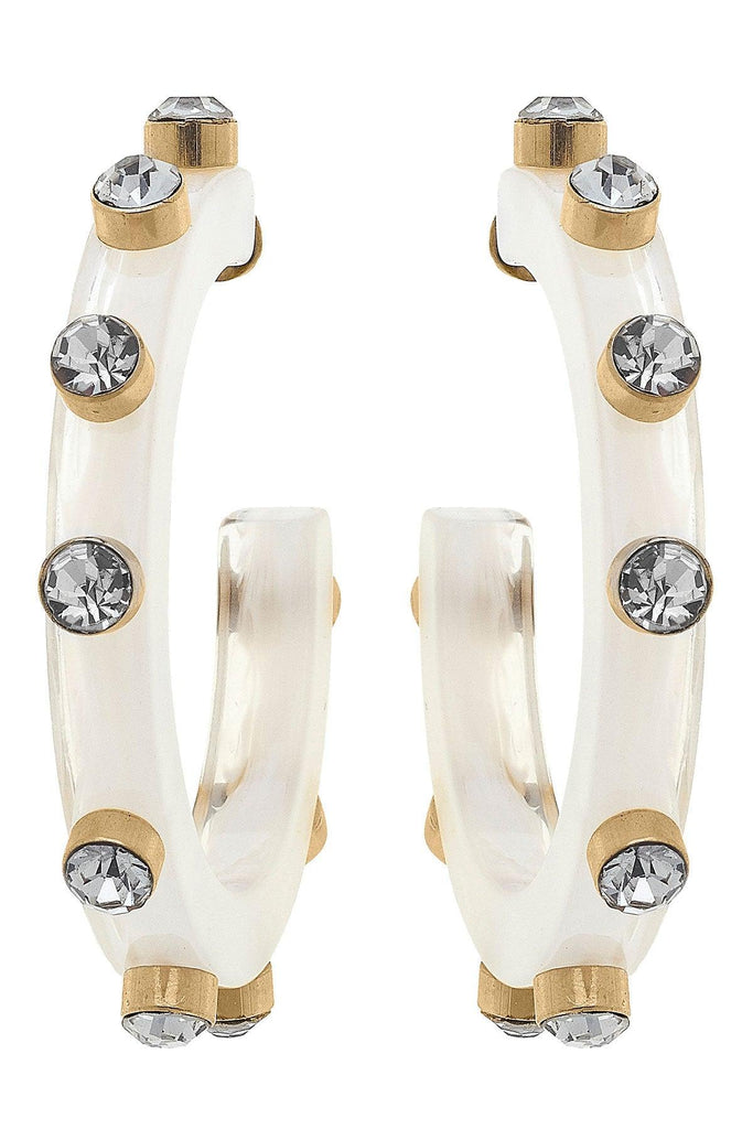 Renee Resin and Rhinestone Hoop Earrings