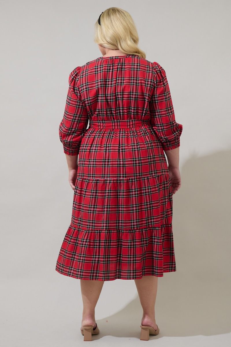 tartan plaid dress Red Tartan Tie Waist Shirt Dress Sail to Sable