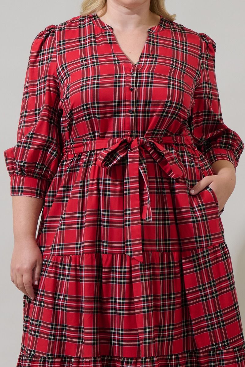 tartan plaid women's dress Boswell Tartan Plaid Midi Dress – Striped Box Boutique