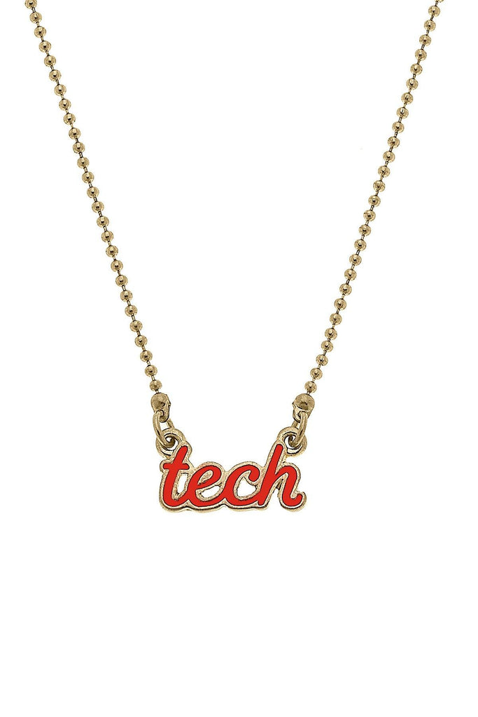 Texas Tech Enamel Script Necklace