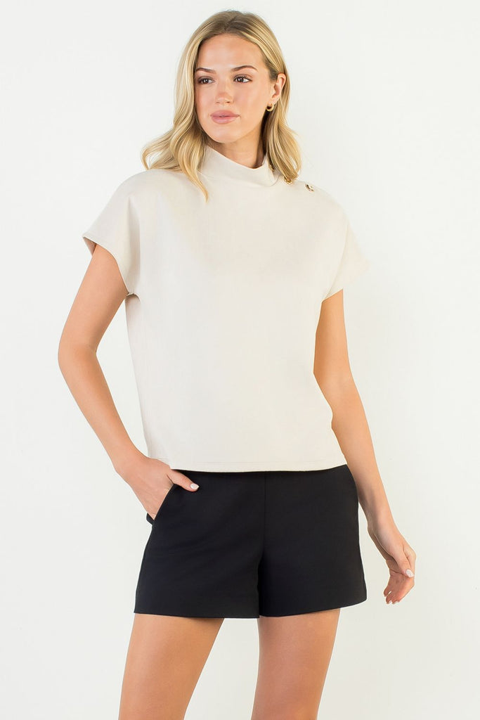 Button Faux Suede Top