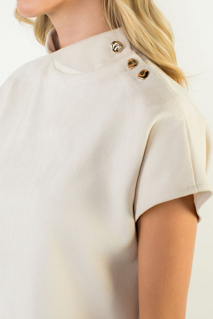 Button Faux Suede Top