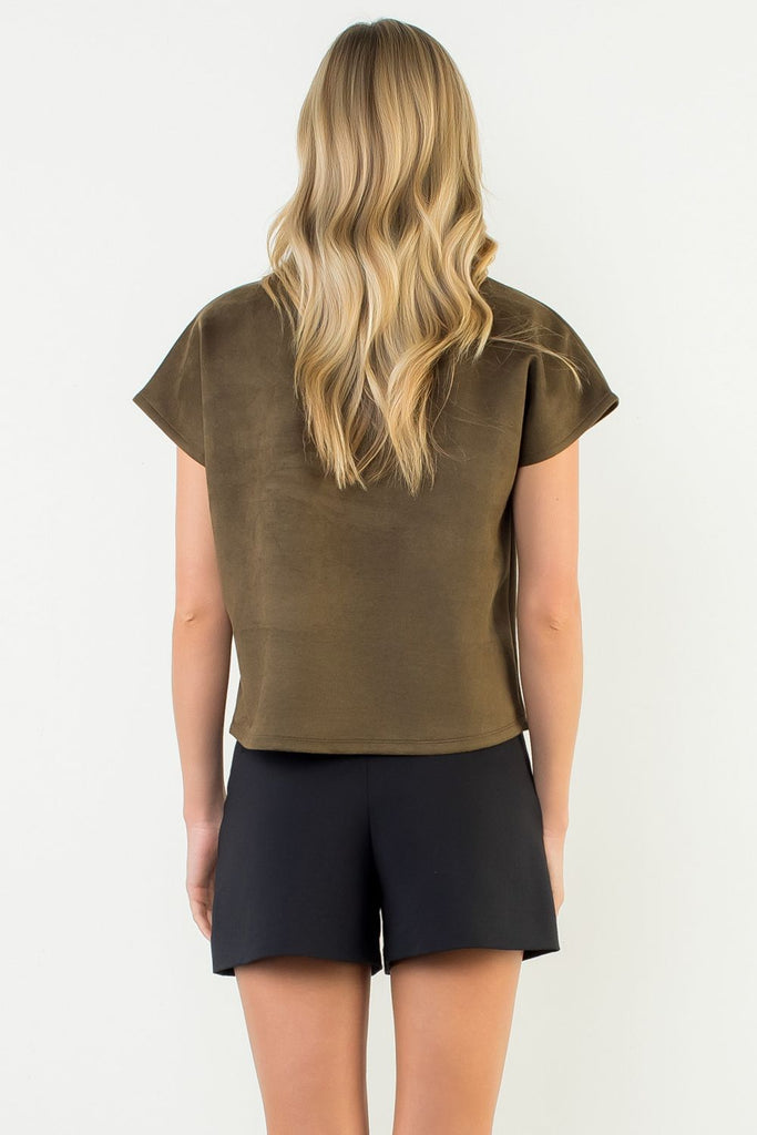 Button Faux Suede Top