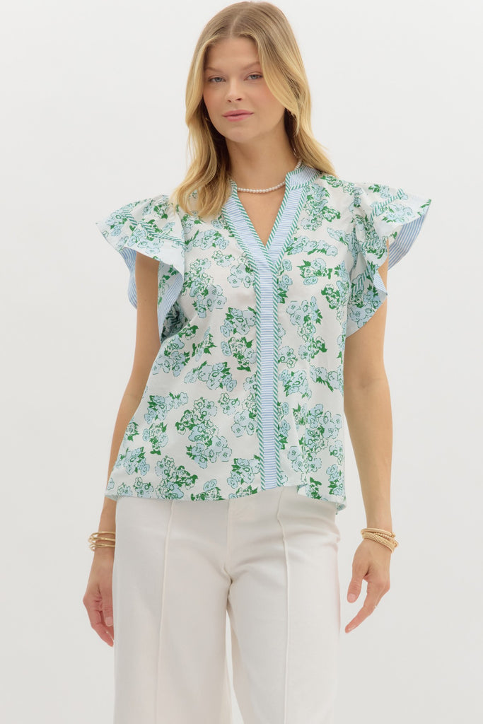 Striped Peony Top