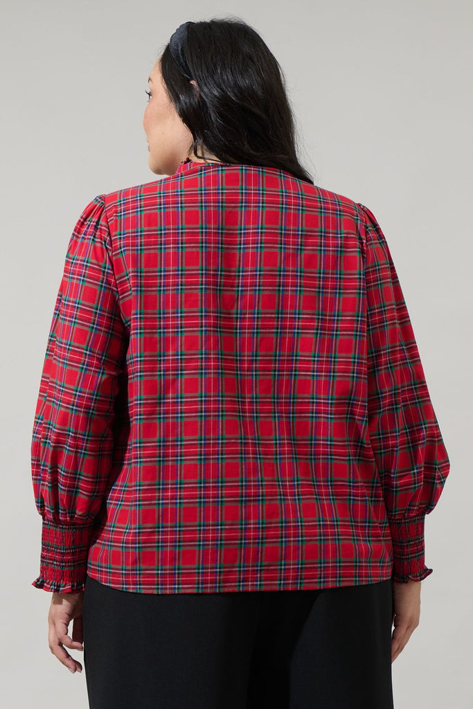 Chapman Plaid Split Neck Top