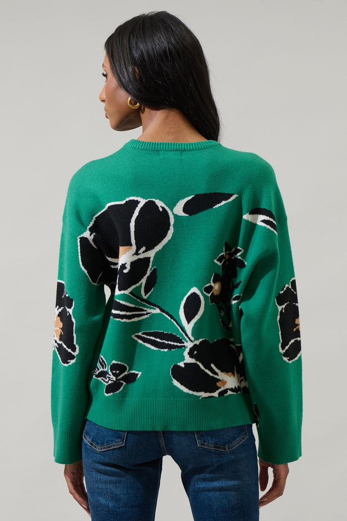 Wallis Green Floral Sweater