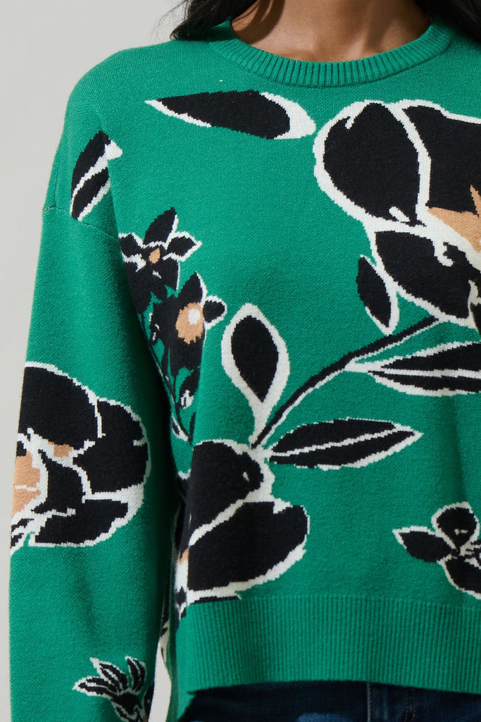 Wallis Green Floral Sweater