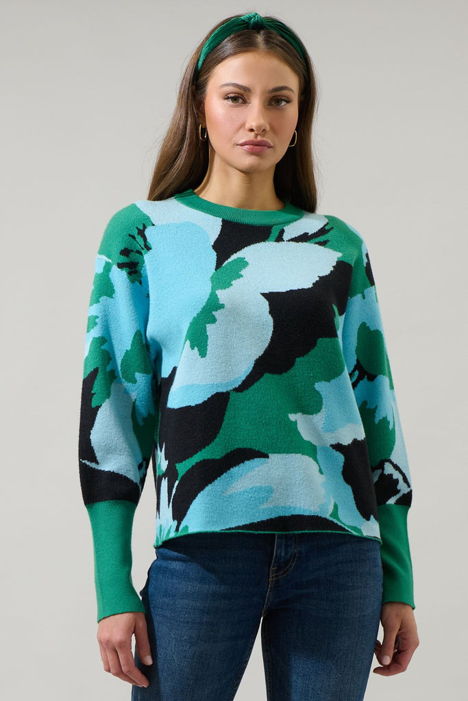 Asha Green Floral Sweater