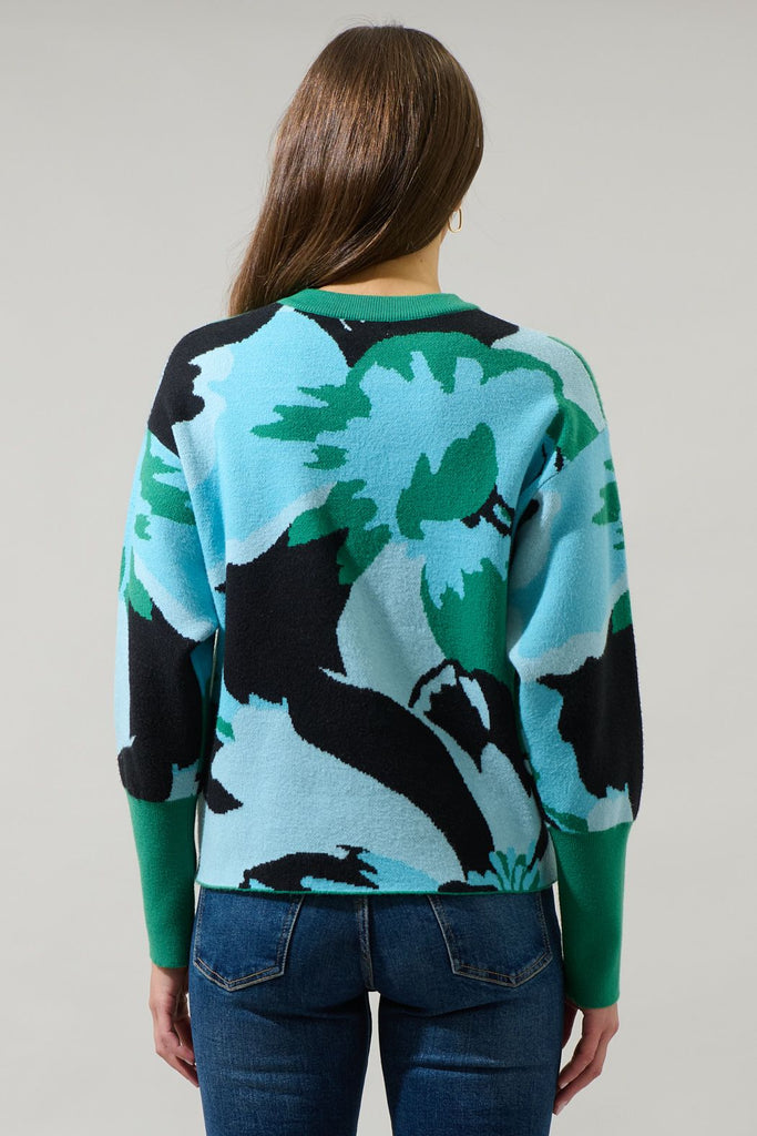 Asha Green Floral Sweater