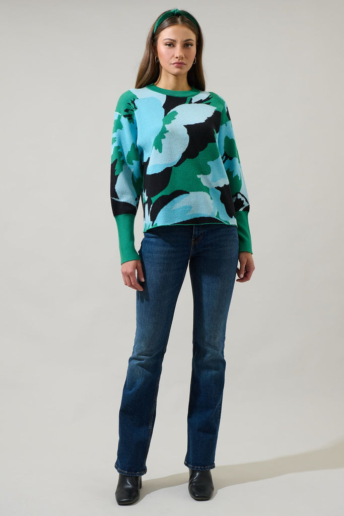 Asha Green Floral Sweater