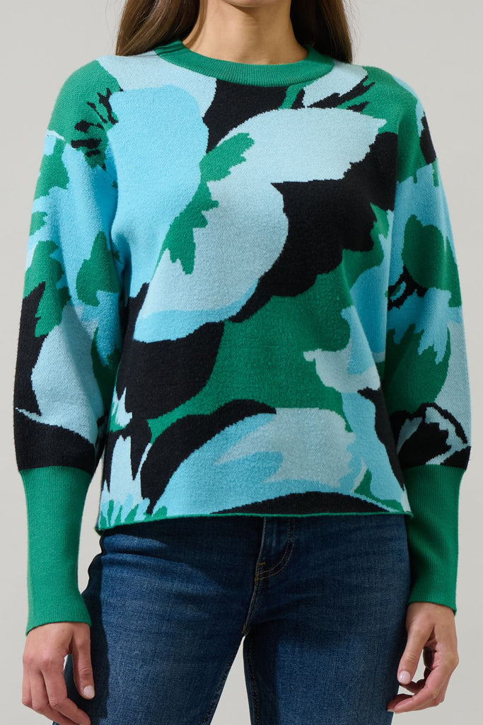 Asha Green Floral Sweater