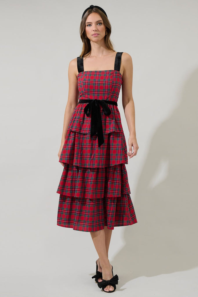 Arvada Tiered Plaid Dress