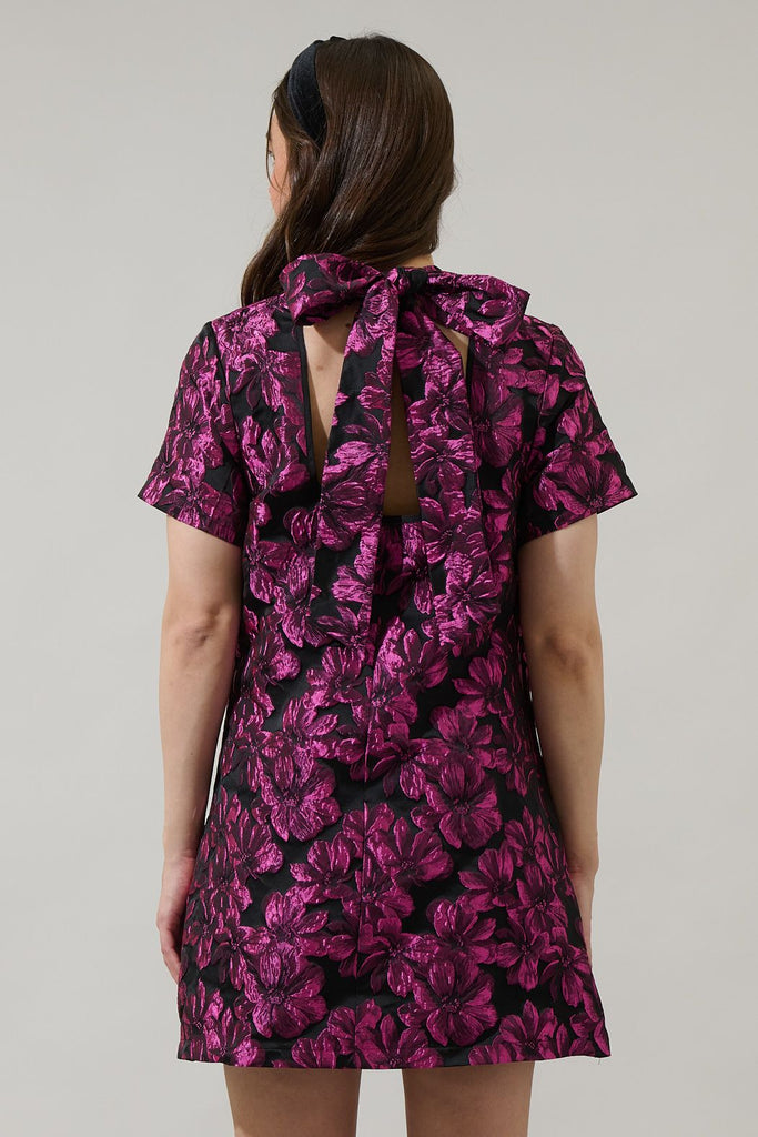 Bethan Jacquard Floral Bow Tie Dress