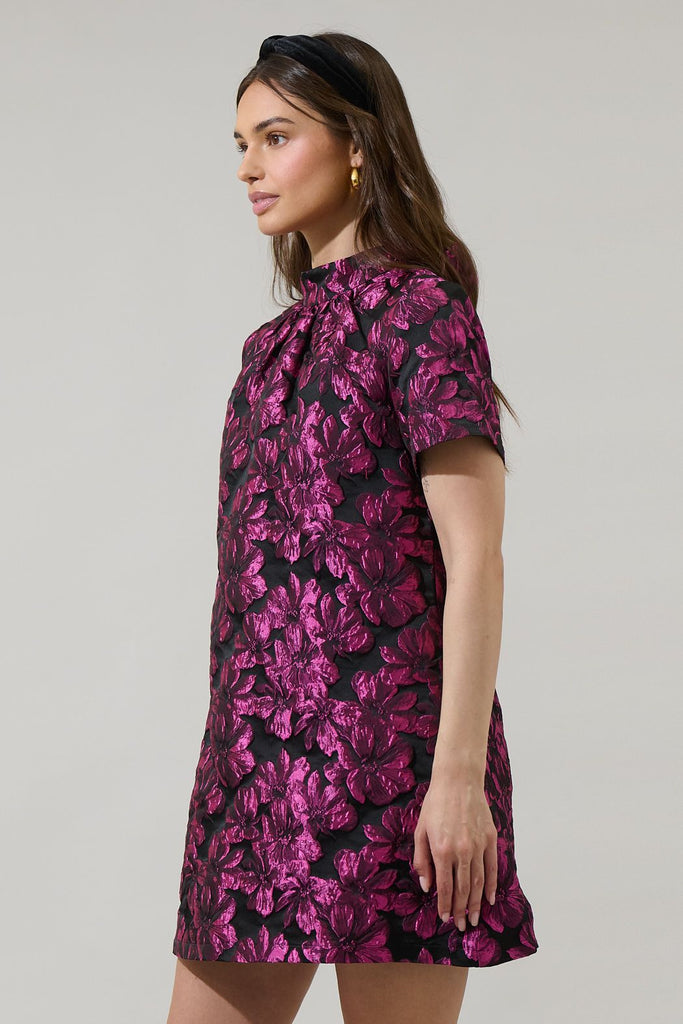 Bethan Jacquard Floral Bow Tie Dress