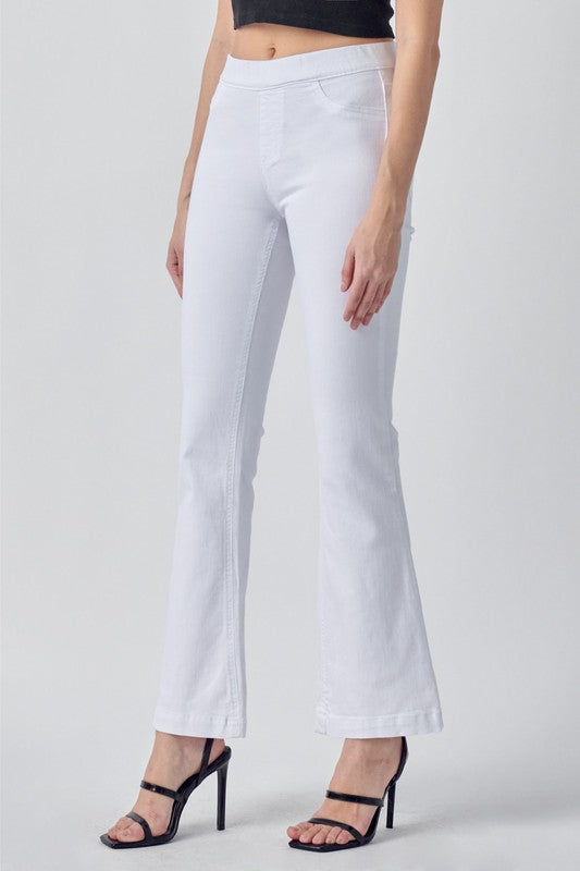 White Flare Pull On Jeans
