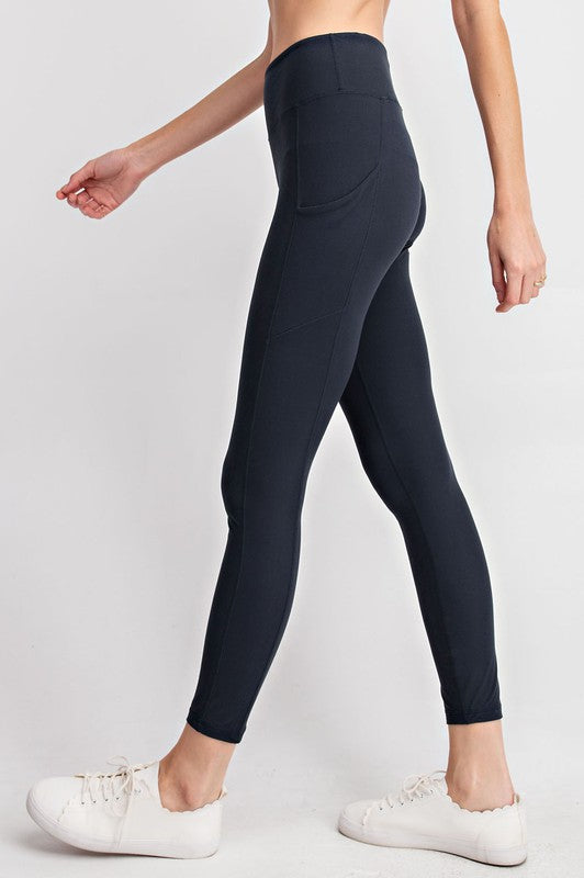 Emprella High waist tummy control leggings with 3 Pockets Assorted Colors -  Navy L | Flip App